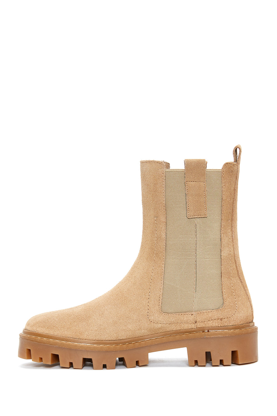 Women's Beige Suede Leather Chelsea Boots