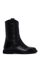 Women's Black Leather Cowboy Boots | Derimod