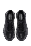 Male Black Lace-Up Thick-Soled Leather Sneaker | Derimod