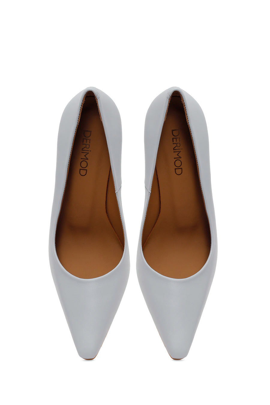 Woman Light Blue Thick-Heeled Leather Stiletto