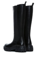 Women's Black Leather Thick Soled Boots | Derimod