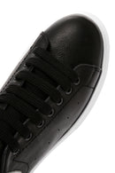 Men's Black Lace-up Thick-Sole Leather Sneaker | Derimod