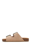 Women's Dark Powder Stone Buckle Suede Leather Slippers | Derimod