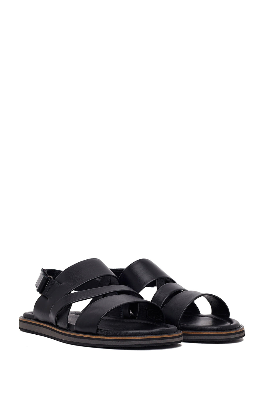 Men's Black Leather Sandals
