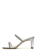 Women's Silver Stone Heeled Slippers | Derimod