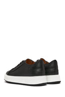 Men's Black Lace-up Thick-Sole Leather Sneaker | Derimod