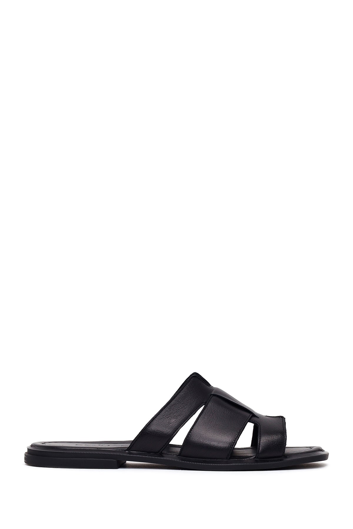 Woman Black Leather Slippers 26SFD342618 | Derimod