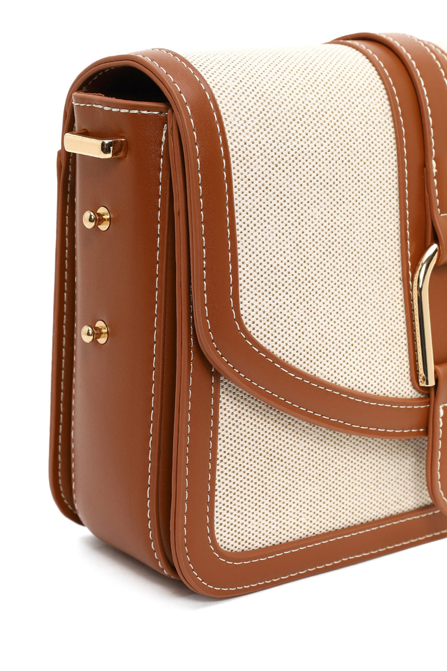 Woman Beige Long-Strap Crossbody Bag
