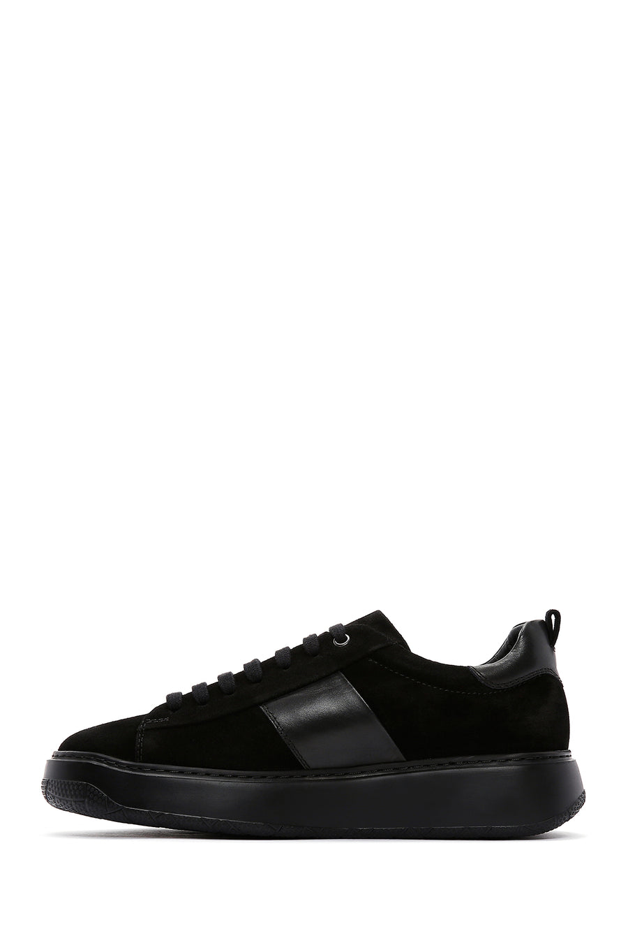 Men's Black Suede Leather Thick Soled Sneaker