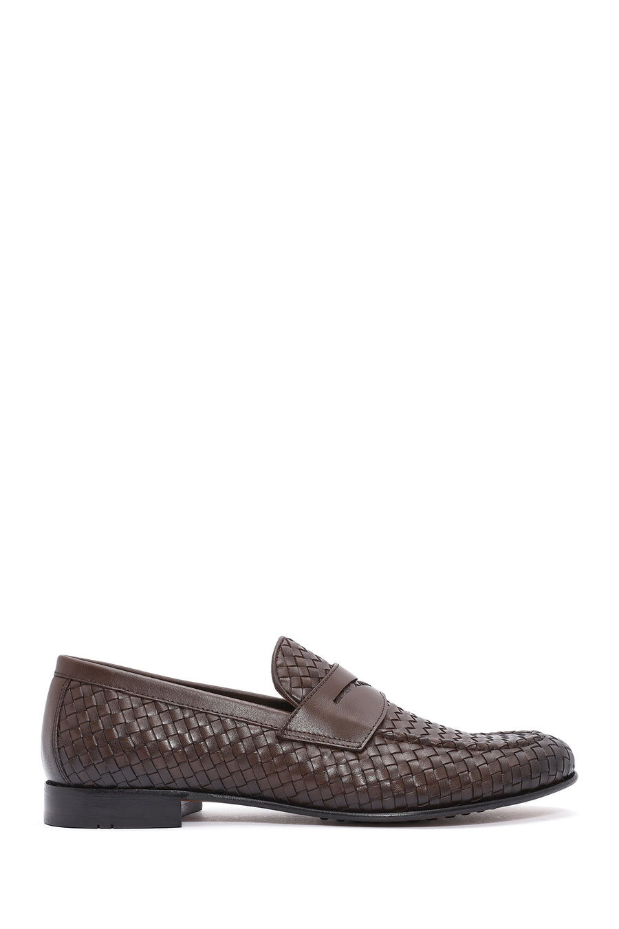 Men's Brown Knit Leather Classic Loafers