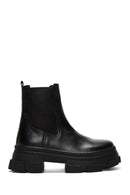 Women's Black Leather Thick Soled Chelsea Boots | Derimod