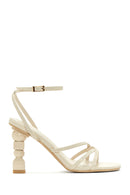 Women's Beige Ankle Strap Heeled Sandals | Derimod