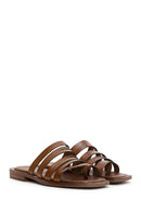 Women's Tan Leather Slippers | Derimod