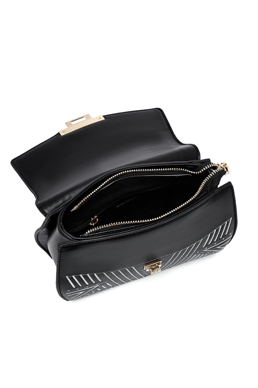 Women's Black Printed Long Shoulder Bag