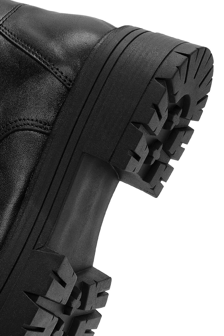 Women's Black Double Zipper Lace-Up Leather Combat Boots