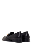 Woman Black Buckled Leather Masculine Loafer | Derimod