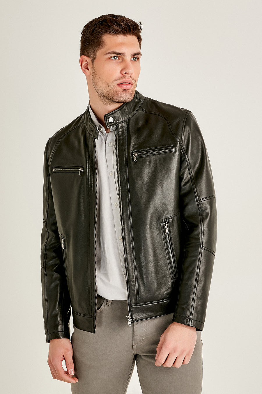 Alanzo Men's Leather Jacket 19SGE63301M | Derimod