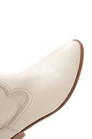 Women's Beige Leather Cowboy Boots | Derimod