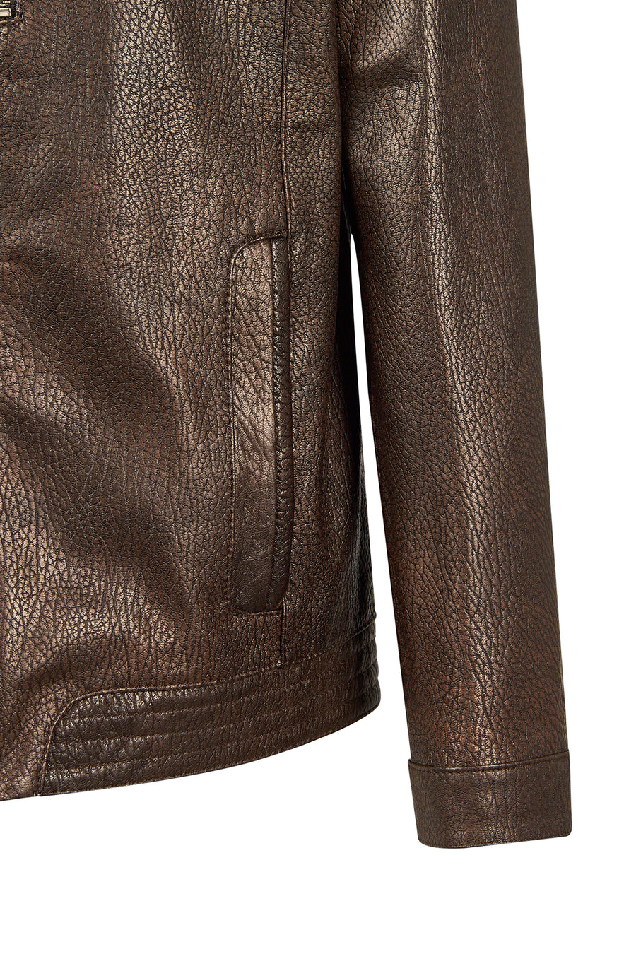 Oscar Male Brown Zippered Leather Jacket
