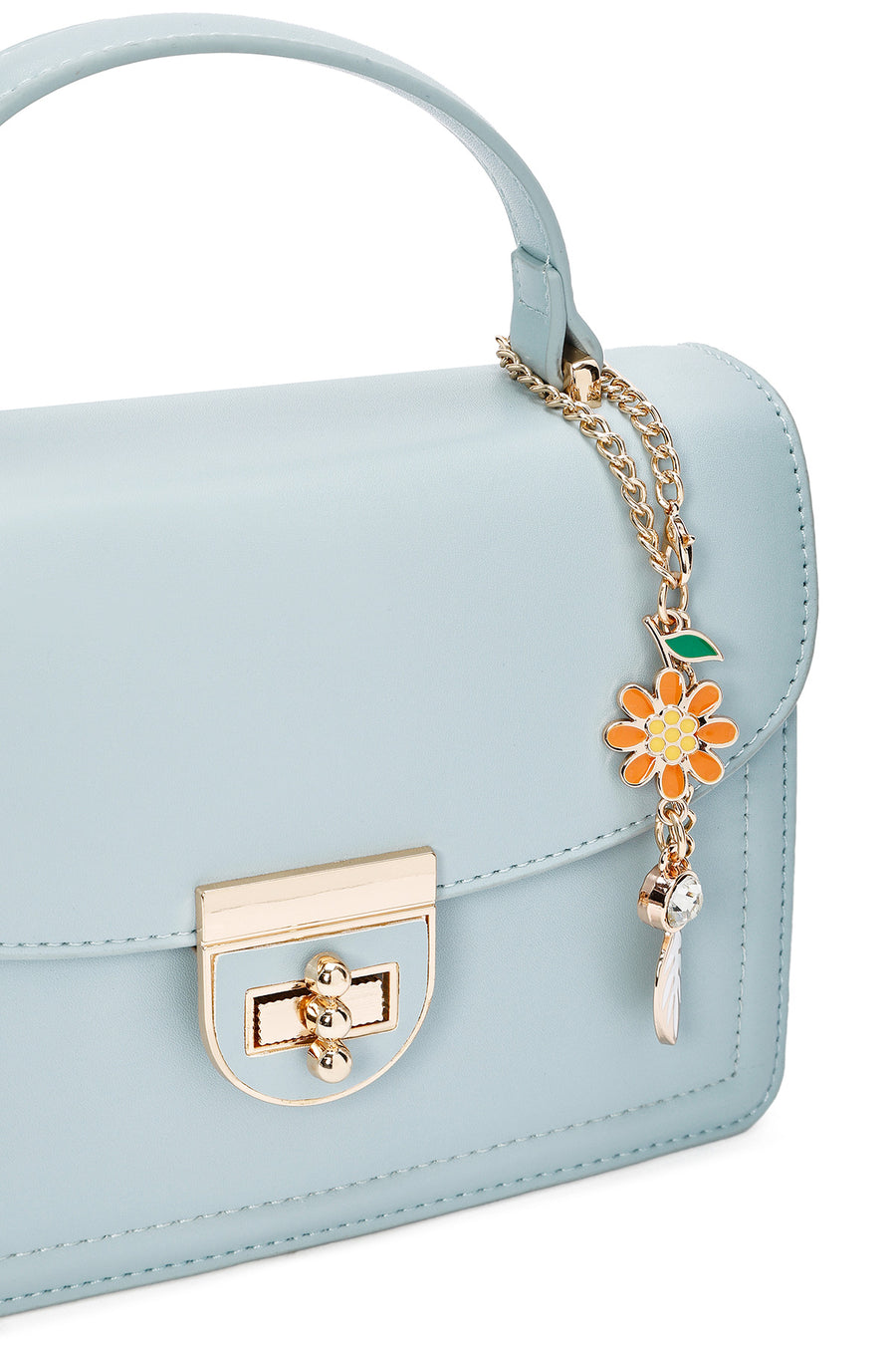 Women's Blue Long Strap Crossbody Bag with Accessory Detail