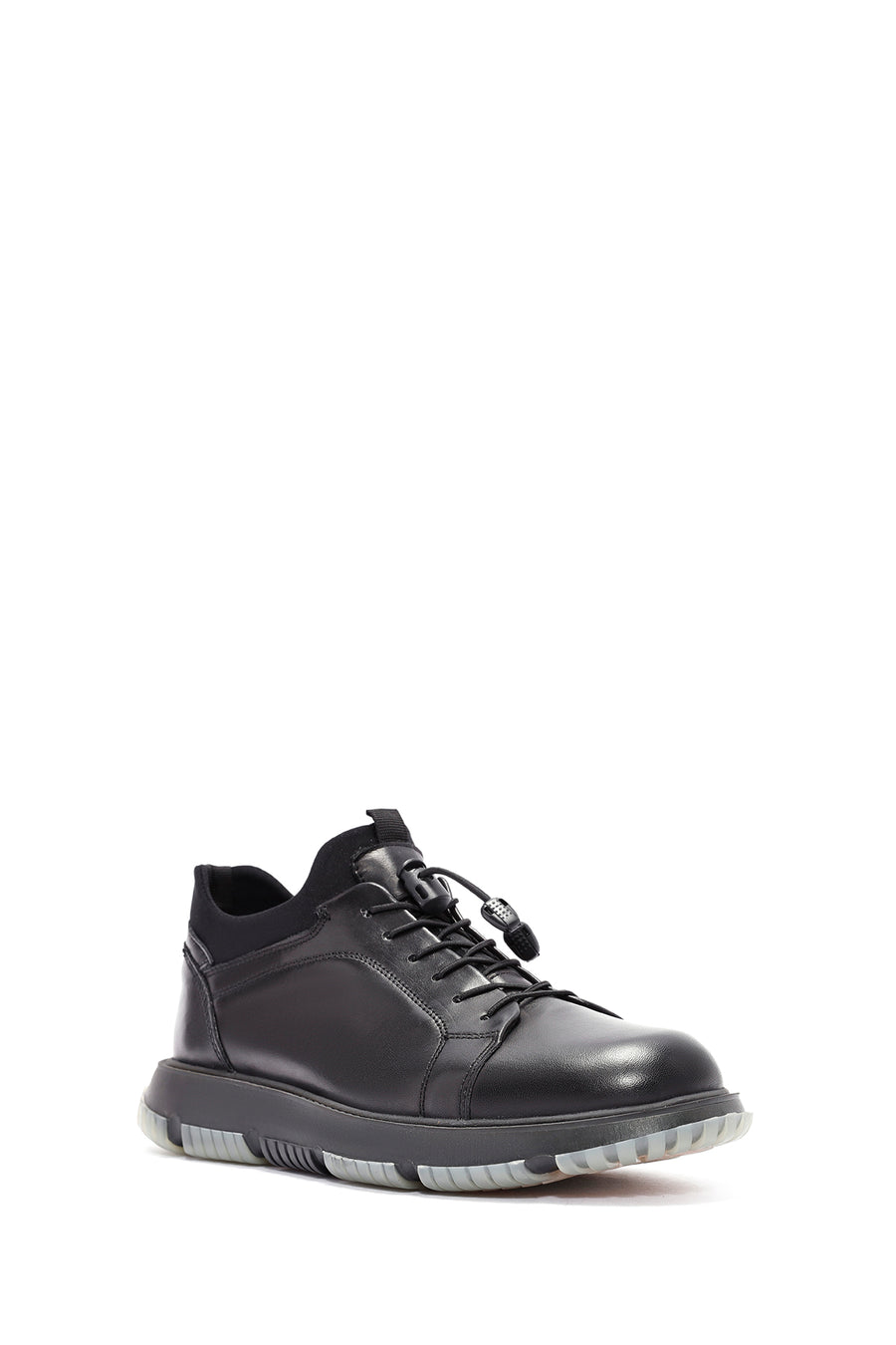 Men's Black Lace-up Leather Sneaker
