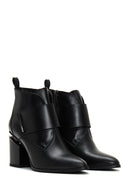 Women's Black Leather Heeled Boots | Derimod