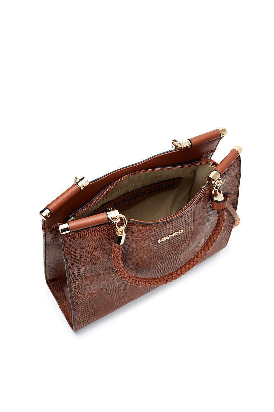 Women's Tan Snakeskin Patterned Shoulder Bag