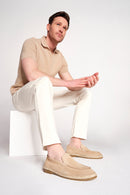 Men's Beige Suede Leather Casual Loafer | Derimod