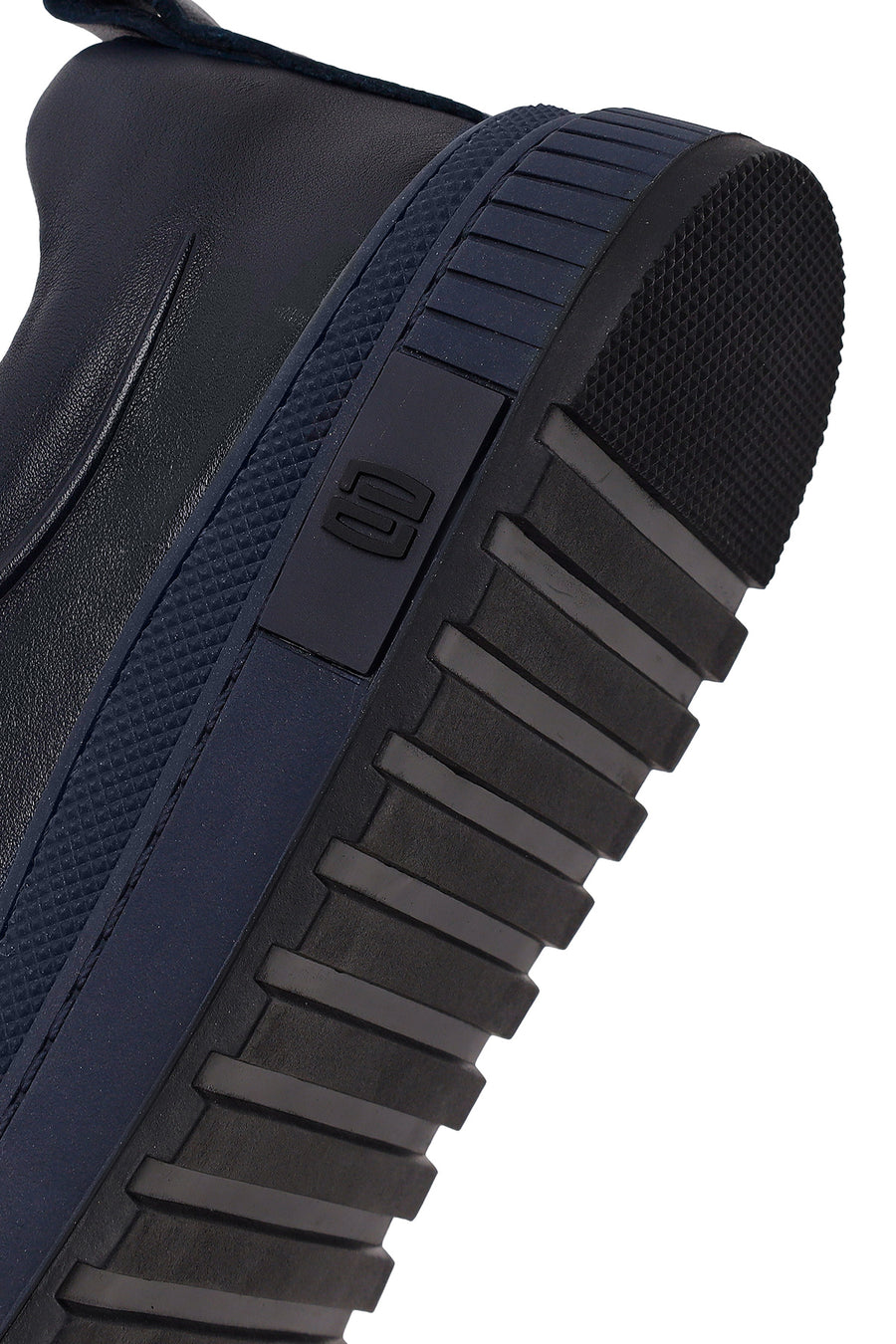 Erkek Lacivert Bağcıklı Deri Sneaker