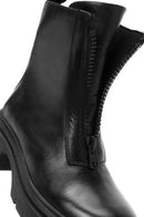 Women's Black Double Zipper Leather Boots | Derimod