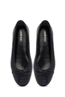 Woman Black Patterned Leather Babet | Derimod