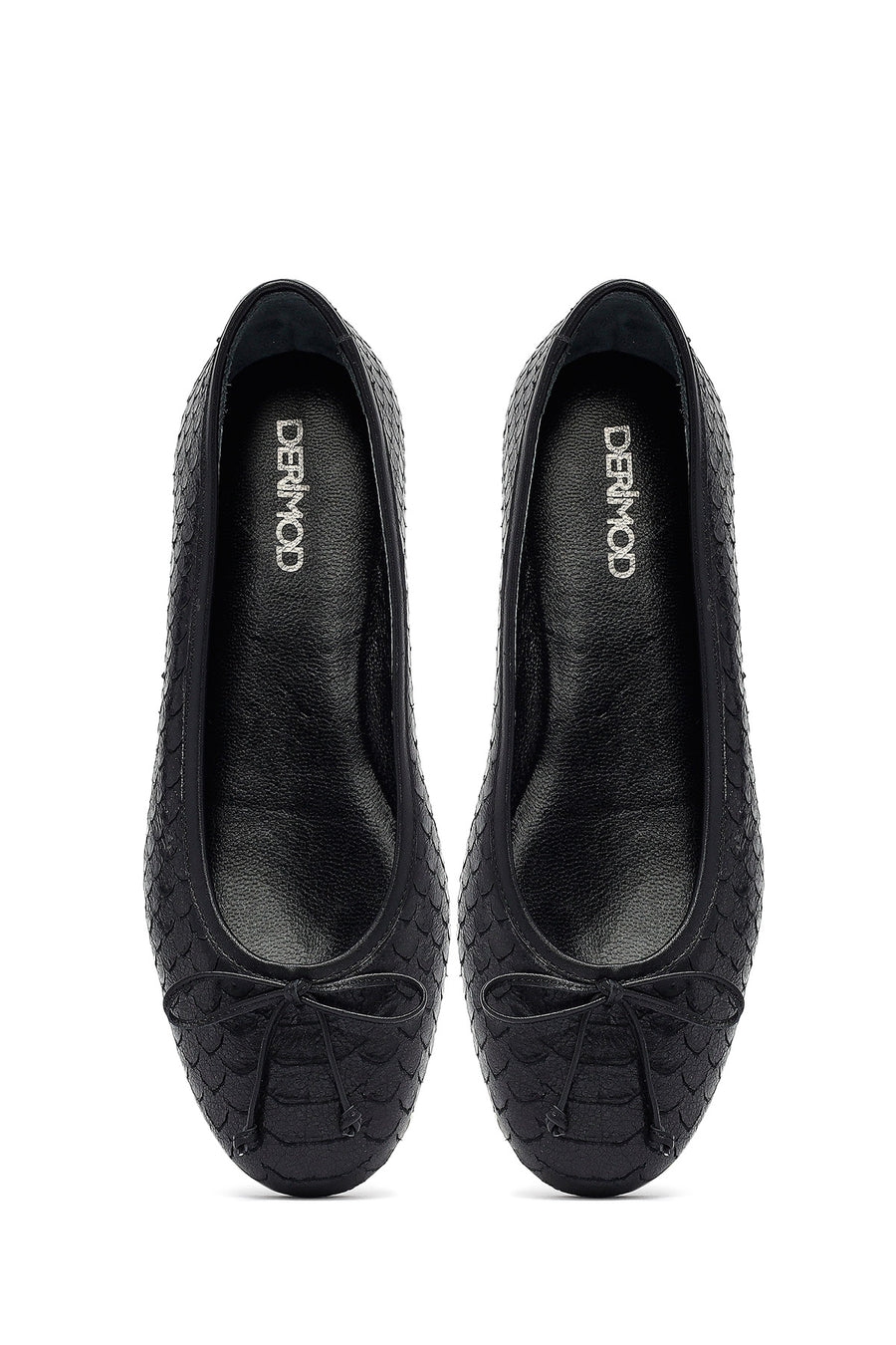 Woman Black Patterned Leather Babet