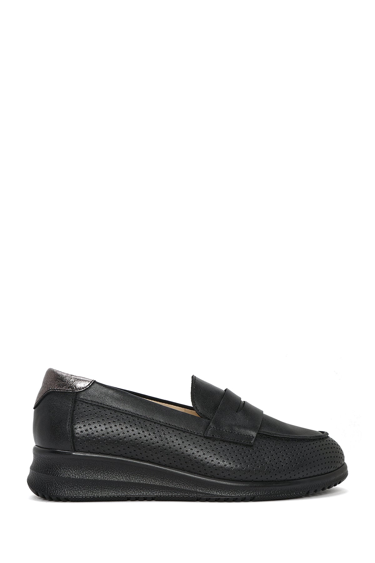 Kadın Siyah Dolgu Topuklu Deri Comfort Loafer 25SFD411318 | Derimod