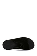 Men's Black Suede Leather Slippers | Derimod