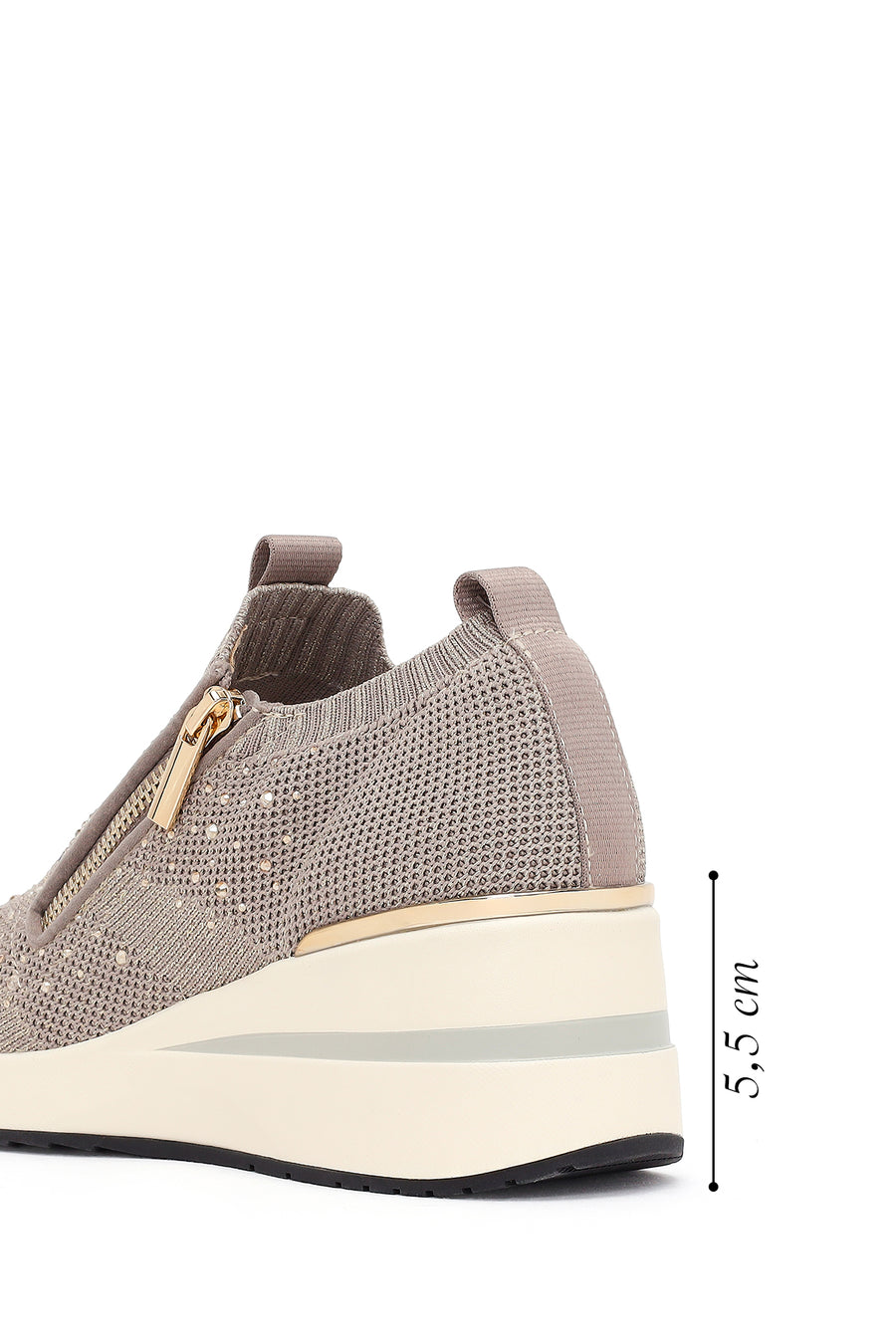 Derimod Zero Women's Mink Zippered Platform Fabric Sneaker