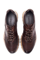 Erkek Kahverengi Deri Baskılı Sneaker | Derimod