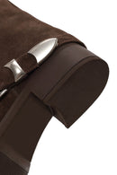 Woman Mink Buckled Suede Boots | Derimod