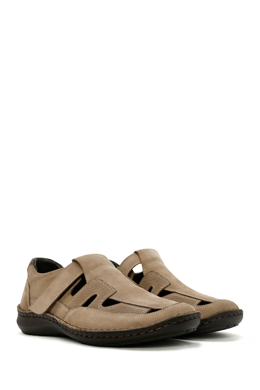 Men's Beige Nubuck Leather Casual Shoes