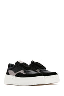 Women's Black Leather Thick Soled Sneaker | Derimod