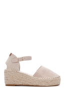 Women's Gray Ankle Strap Wedge Heeled Espadrilles | Derimod