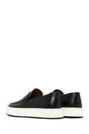 Male Black Thick-Soled Leather Loafer | Derimod