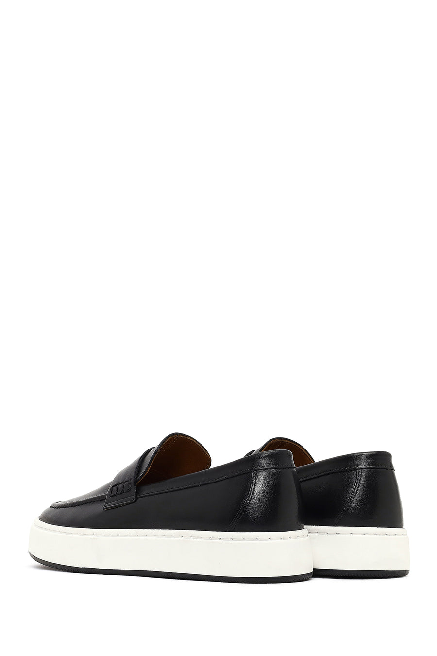 Male Black Thick-Soled Leather Loafer