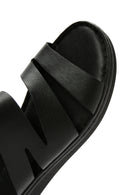 Women's Black Leather Slippers | Derimod