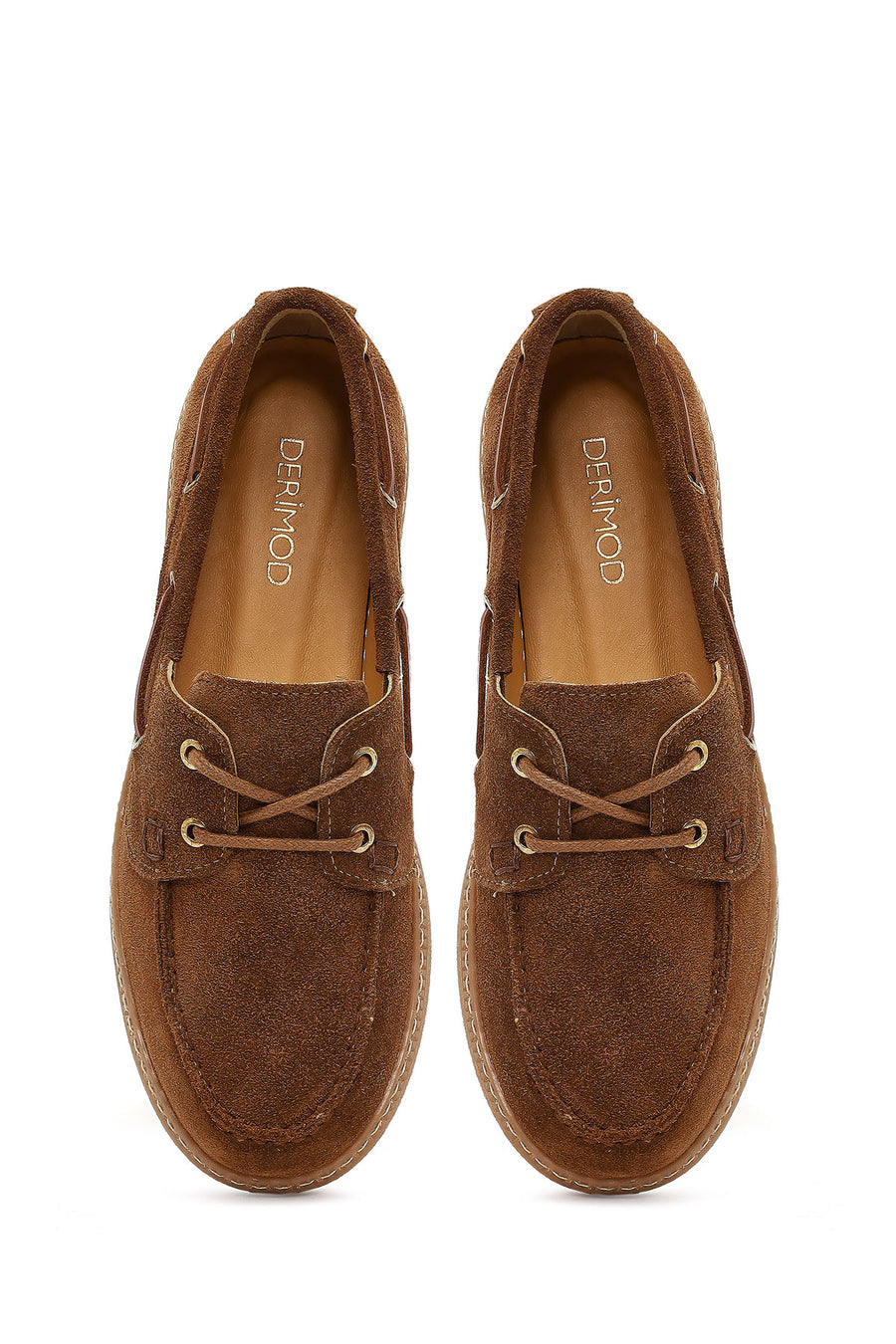 Women's Tan Lace-Up Suede Leather Casual Shoes