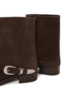 Woman Mink Buckled Suede Boots | Derimod