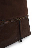 Woman Brown Long-Strap Suede Shoulder Bag | Derimod