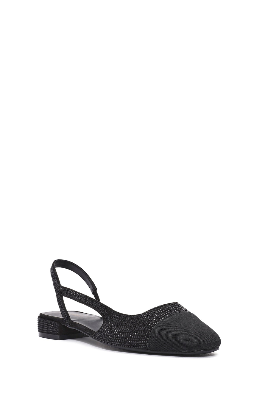 Women's Black Open Back Stoned Ballerinas