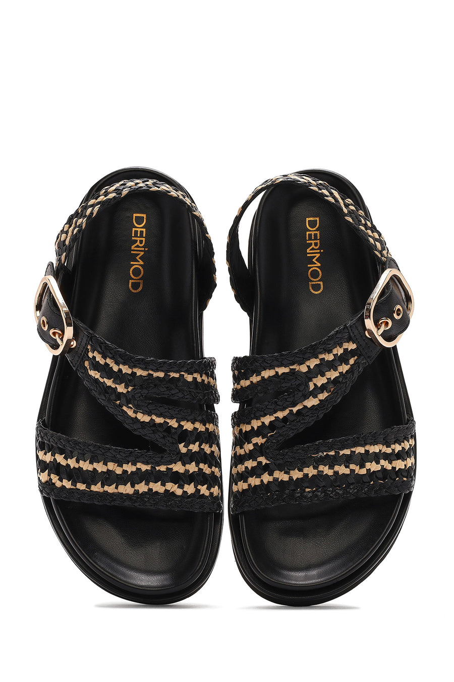 Women's Black Strappy Leather Sandals