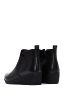 Women's Black Leather Wedge Heel Boots | Derimod