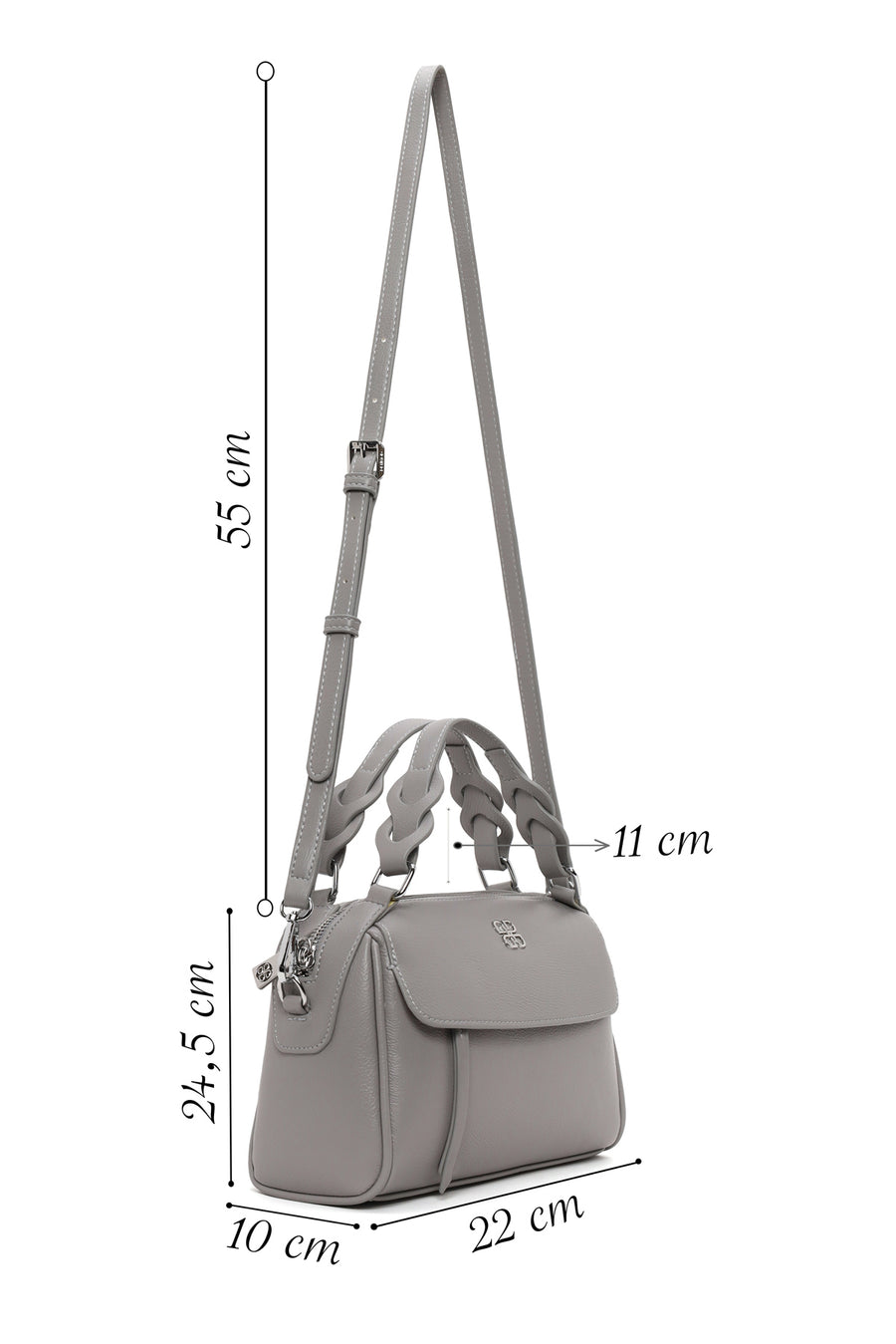 Woman Gray Long-Strap Shoulder Bag